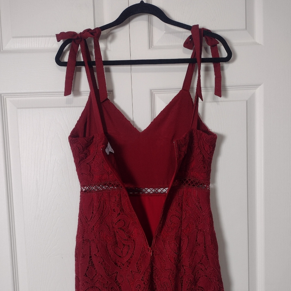 Two Sisters the Label Red Lace Valentina High Low Midi Dress Size 4 - Picture 9 of 16